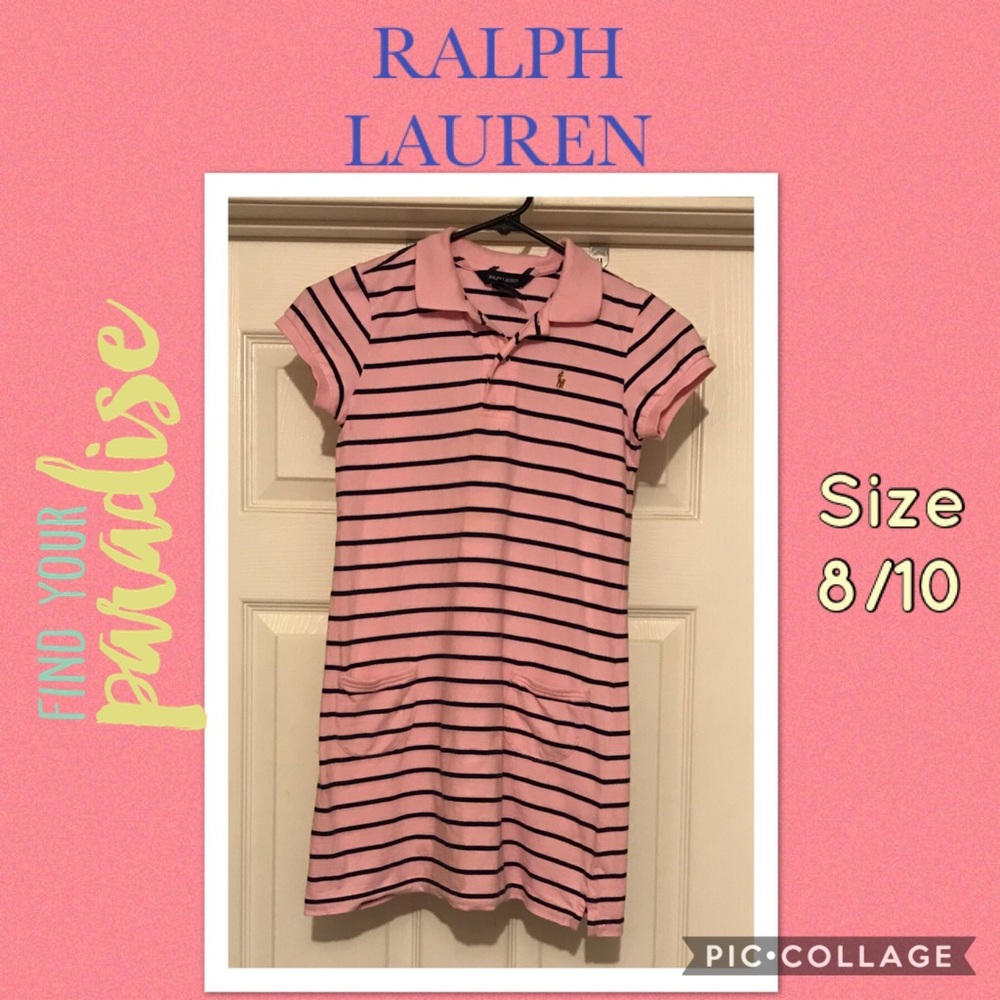 Ralph Lauren girls Pink & Navy striped dress